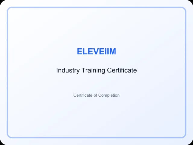 ELEVEIIM industry training certificate sample from professional training institute
